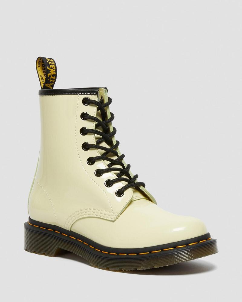 Dr Martens 1460 Lak Læder Snørestøvler Dame Hvide | DK 192EBC